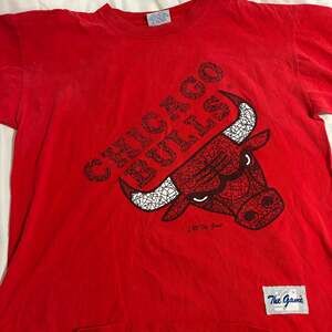 Vintage 90s Chicago Bulls The Game Red T-Shirt Single Stitch XL